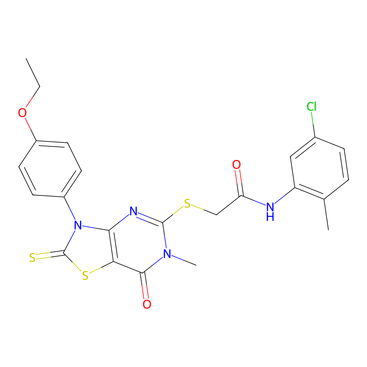 N-(5-chloro-2-methylphenyl)-2-((3-(4-ethoxyphenyl)-6-methyl-7-oxo-2-thioxo-2,3,6,7-tetrahydrothiazolo[4,5-d]pyrimidin-5-yl)thio)acetamide molecular structure, CAS 1113110-25-0