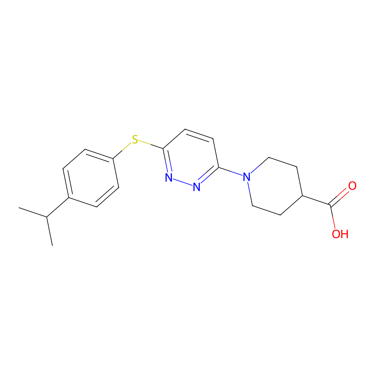 1-(6-{[4-(Propan-2-yl)phenyl]sulfanyl}pyridazin-3-yl)piperidine-4-carboxylic acid molecular structure, CAS 1113110-31-8