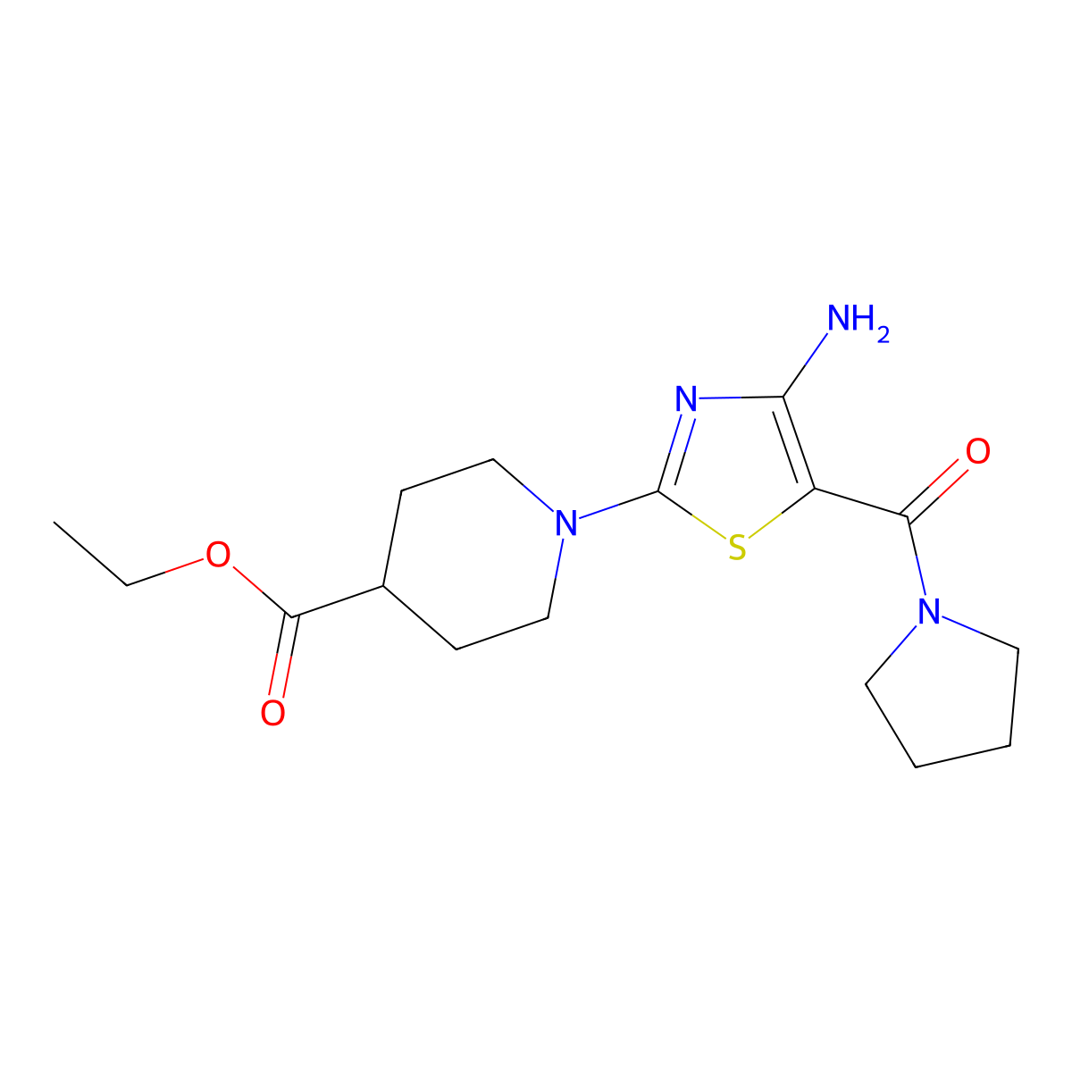 Ethyl 1-[4-amino-5-(pyrrolidin-1-ylcarbonyl)-1,3-thiazol-2-yl]piperidine-4-carboxylate molecular structure, CAS 1113111-12-8
