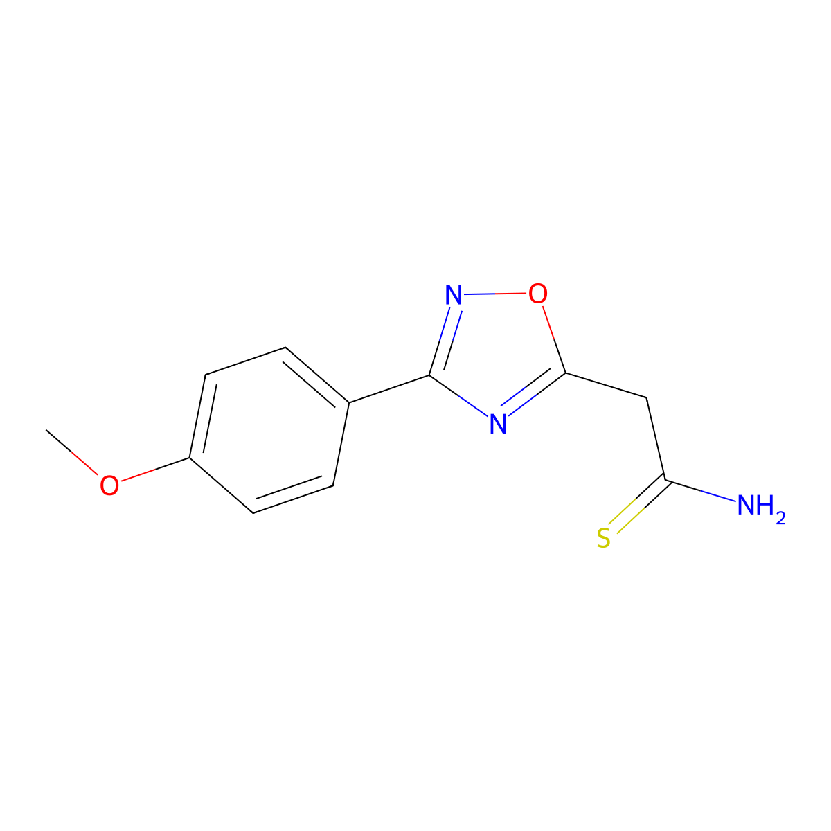 2-[3-(4-Methoxyphenyl)-1,2,4-oxadiazol-5-yl]ethanethioamide molecular structure, CAS 1113111-28-6