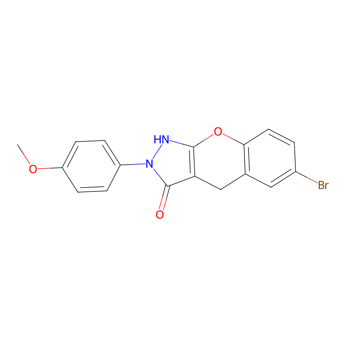 6-bromo-2-(4-methoxyphenyl)-1,4-dihydrochromeno[2,3-c]pyrazol-3(2H)-one molecular structure, CAS 1113111-32-2