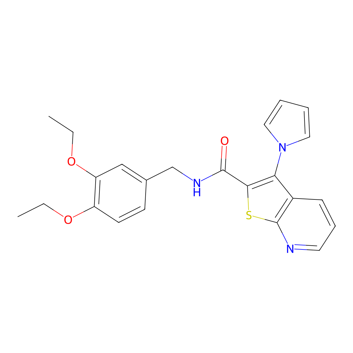 N-(3,4-diethoxybenzyl)-3-(1H-pyrrol-1-yl)thieno[2,3-b]pyridine-2-carboxamide molecular structure, CAS 1113112-92-7