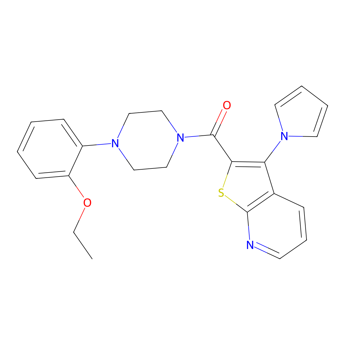 1-(2-ethoxyphenyl)-4-[3-(1H-pyrrol-1-yl)thieno[2,3-b]pyridine-2-carbonyl]piperazine molecular structure, CAS 1113113-17-9