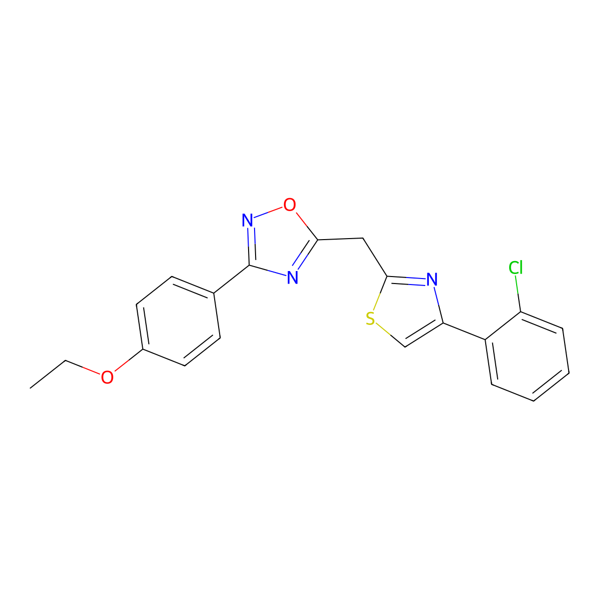 5-{[4-(2-Chlorophenyl)-1,3-thiazol-2-yl]methyl}-3-(4-ethoxyphenyl)-1,2,4-oxadiazole molecular structure, CAS 1113113-60-2