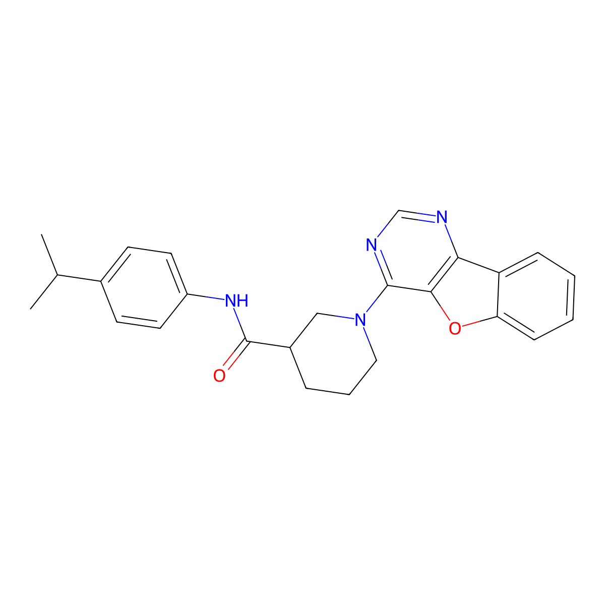 1-[1]benzofuro[3,2-d]pyrimidin-4-yl-N-(4-isopropylphenyl)piperidine-3-carboxamide molecular structure, CAS 1113117-70-6