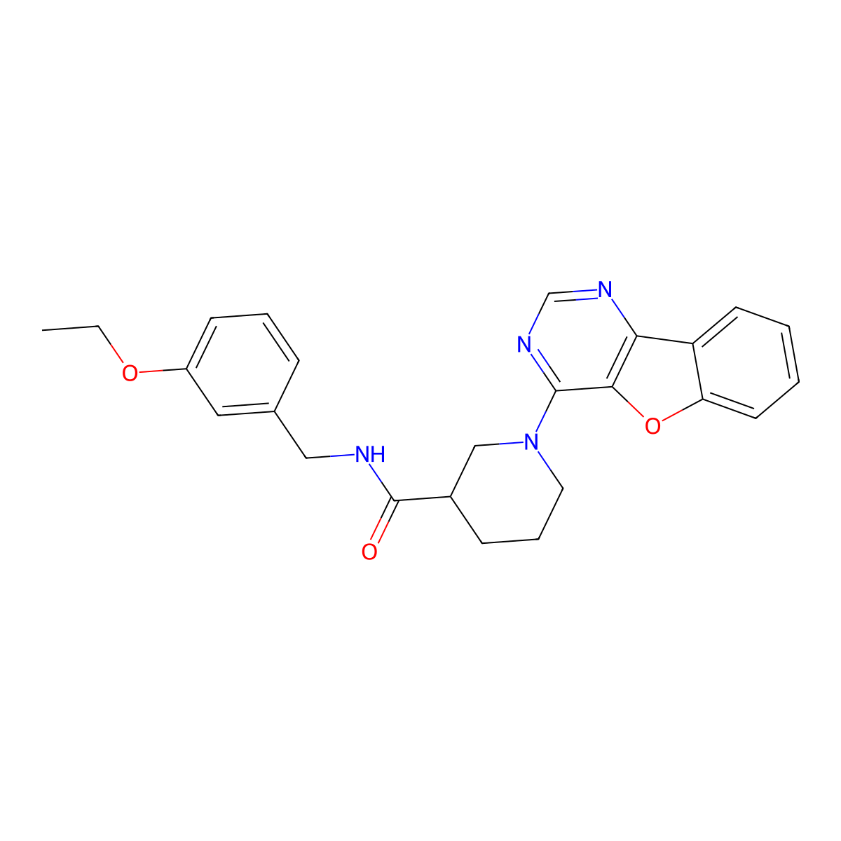 1-([1]benzofuro[3,2-d]pyrimidin-4-yl)-N-(3-ethoxybenzyl)piperidine-3-carboxamide molecular structure, CAS 1113118-00-5