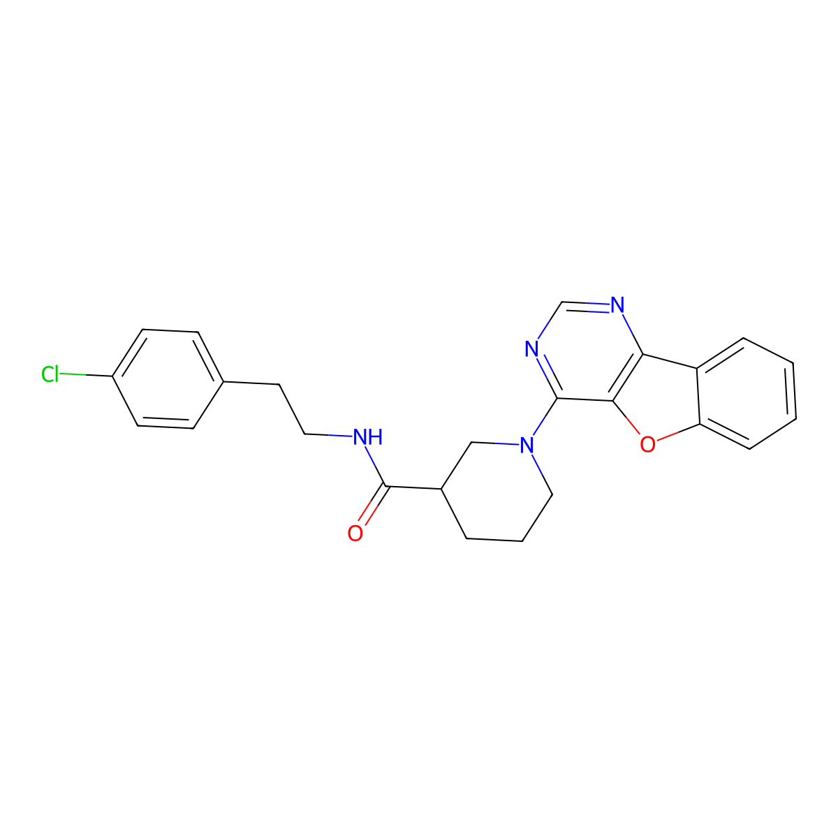 1-[1]benzofuro[3,2-d]pyrimidin-4-yl-N-[2-(4-chlorophenyl)ethyl]piperidine-3-carboxamide molecular structure, CAS 1113118-12-9