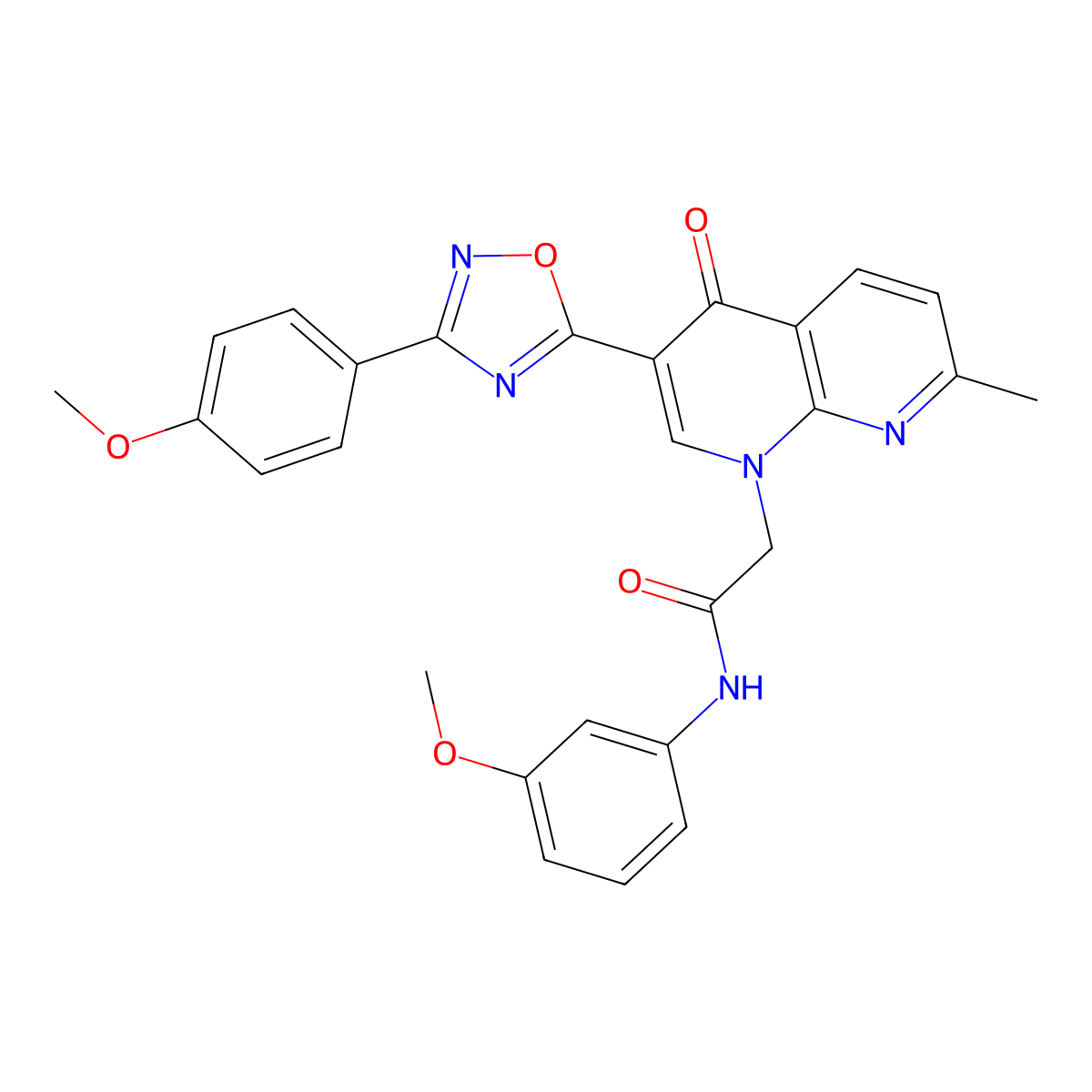 N-(3-methoxyphenyl)-2-{3-[3-(4-methoxyphenyl)-1,2,4-oxadiazol-5-yl]-7-methyl-4-oxo-1,4-dihydro-1,8-naphthyridin-1-yl}acetamide molecular structure, CAS 1113119-57-5