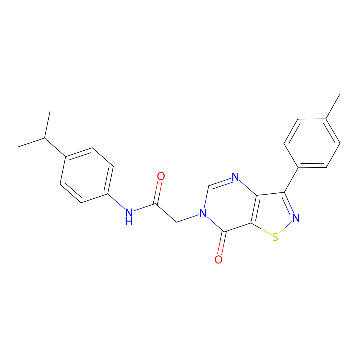 2-[3-(4-methylphenyl)-7-oxo-6H,7H-[1,2]thiazolo[4,5-d]pyrimidin-6-yl]-N-[4-(propan-2-yl)phenyl]acetamide molecular structure, CAS 1113120-47-0