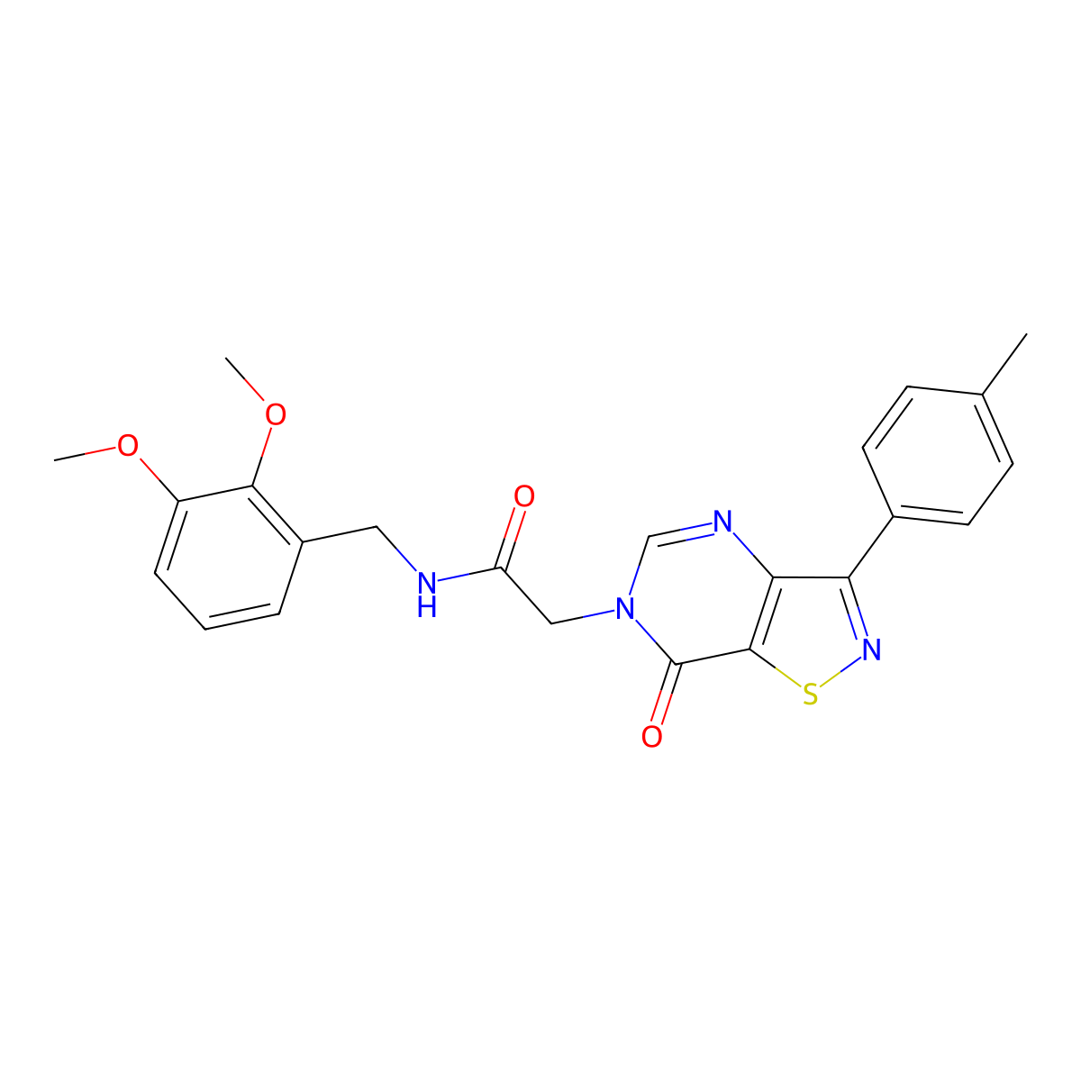 N-[(2,3-dimethoxyphenyl)methyl]-2-[3-(4-methylphenyl)-7-oxo-6H,7H-[1,2]thiazolo[4,5-d]pyrimidin-6-yl]acetamide molecular structure, CAS 1113120-64-1