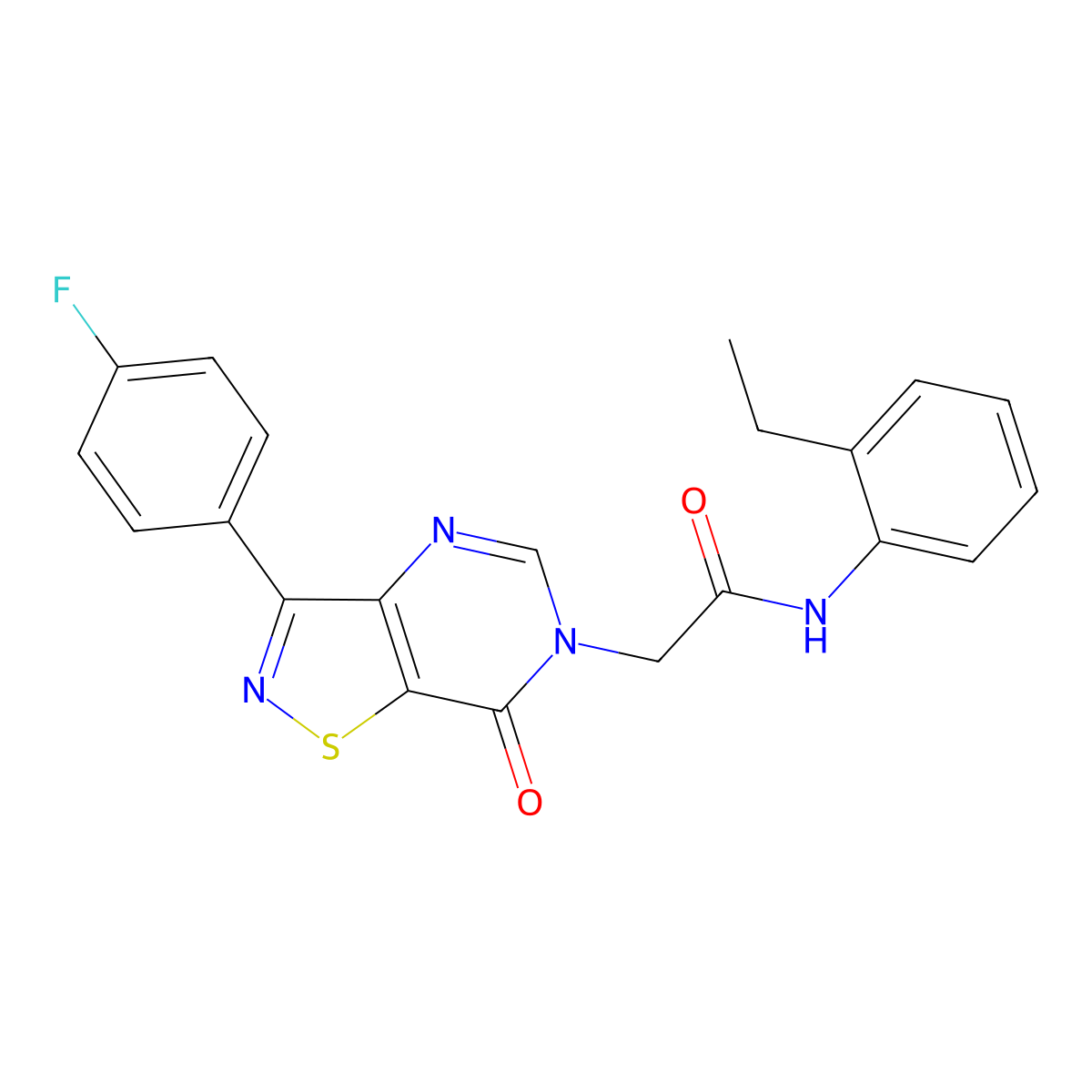 N-(2-ethylphenyl)-2-[3-(4-fluorophenyl)-7-oxo-6H,7H-[1,2]thiazolo[4,5-d]pyrimidin-6-yl]acetamide molecular structure, CAS 1113120-87-8