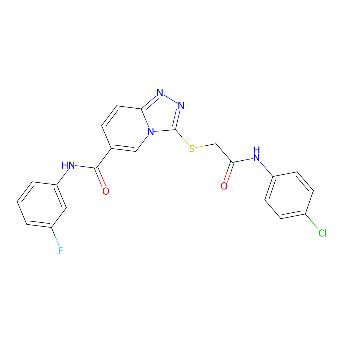 3-({[(4-chlorophenyl)carbamoyl]methyl}sulfanyl)-N-(3-fluorophenyl)-[1,2,4]triazolo[4,3-a]pyridine-6-carboxamide molecular structure, CAS 1113121-02-0