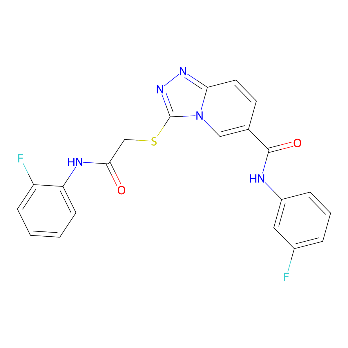 N-(3-fluorophenyl)-3-({[(2-fluorophenyl)carbamoyl]methyl}sulfanyl)-[1,2,4]triazolo[4,3-a]pyridine-6-carboxamide molecular structure, CAS 1113121-04-2