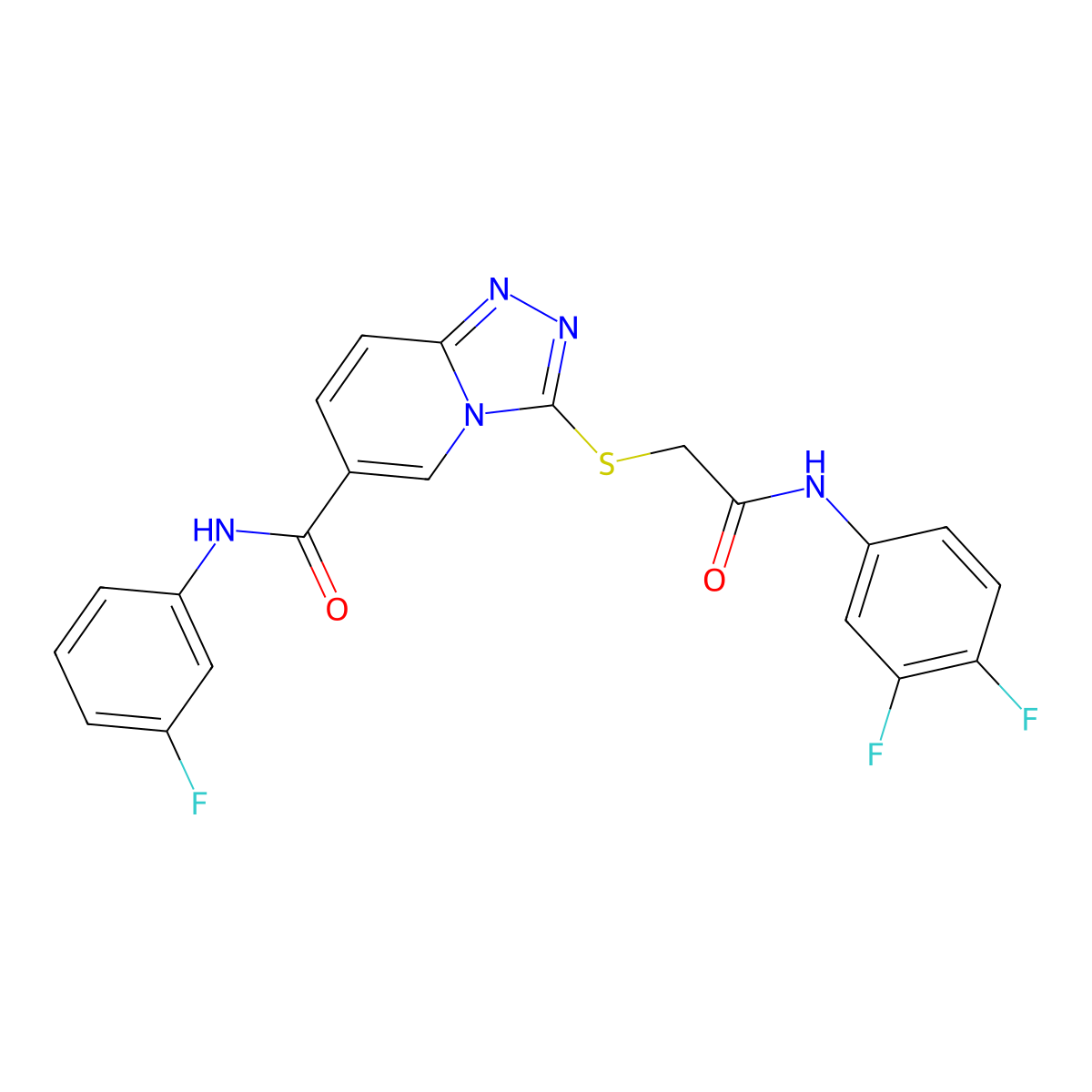 3-({[(3,4-difluorophenyl)carbamoyl]methyl}sulfanyl)-N-(3-fluorophenyl)-[1,2,4]triazolo[4,3-a]pyridine-6-carboxamide molecular structure, CAS 1113121-12-2