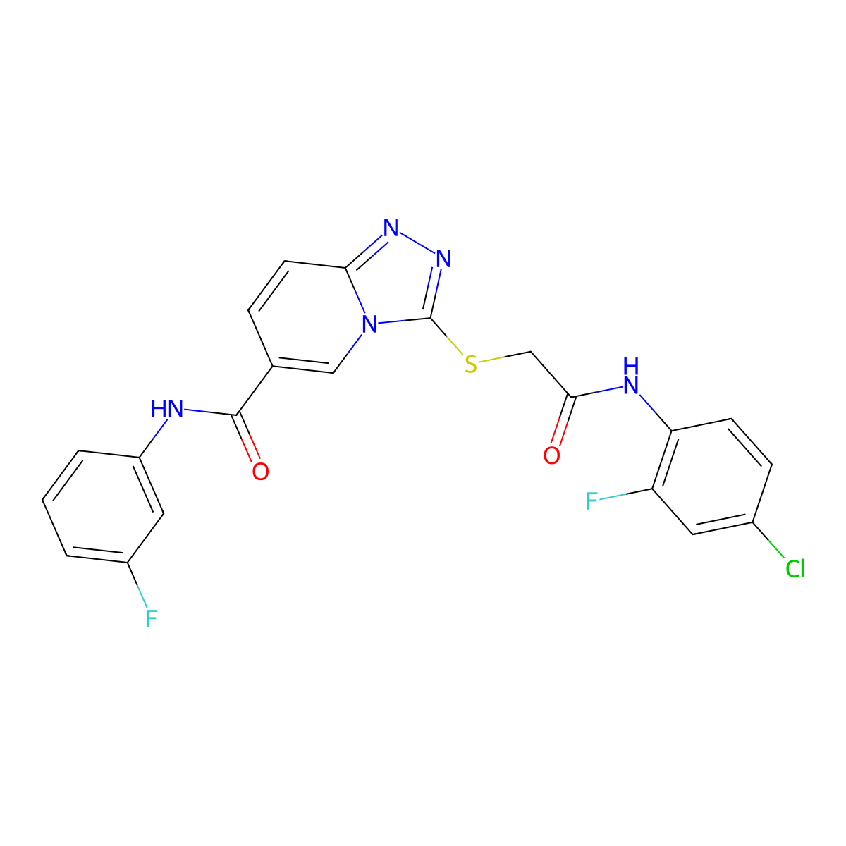 3-({[(4-chloro-2-fluorophenyl)carbamoyl]methyl}sulfanyl)-N-(3-fluorophenyl)-[1,2,4]triazolo[4,3-a]pyridine-6-carboxamide molecular structure, CAS 1113121-33-7