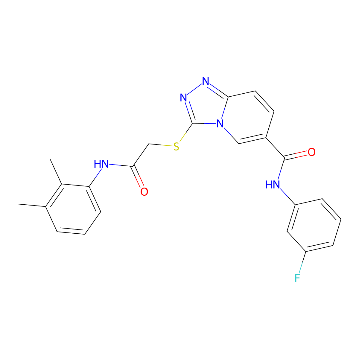 3-({[(2,3-dimethylphenyl)carbamoyl]methyl}sulfanyl)-N-(3-fluorophenyl)-[1,2,4]triazolo[4,3-a]pyridine-6-carboxamide molecular structure, CAS 1113121-36-0