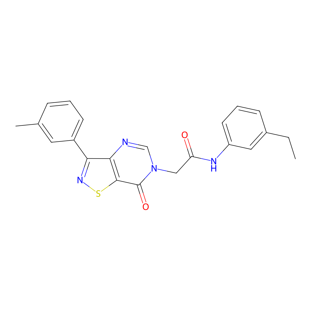 N-(3-ethylphenyl)-2-[3-(3-methylphenyl)-7-oxo-6H,7H-[1,2]thiazolo[4,5-d]pyrimidin-6-yl]acetamide molecular structure, CAS 1113121-46-2
