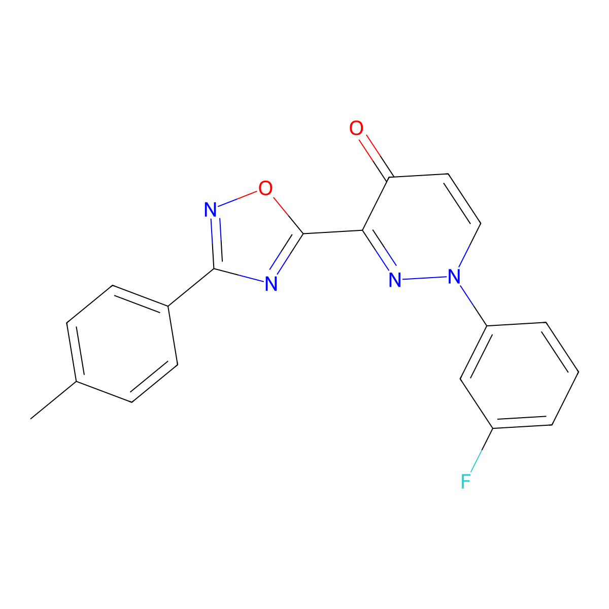 1-(3-fluorophenyl)-3-(3-(p-tolyl)-1,2,4-oxadiazol-5-yl)pyridazin-4(1H)-one molecular structure, CAS 1113122-92-1