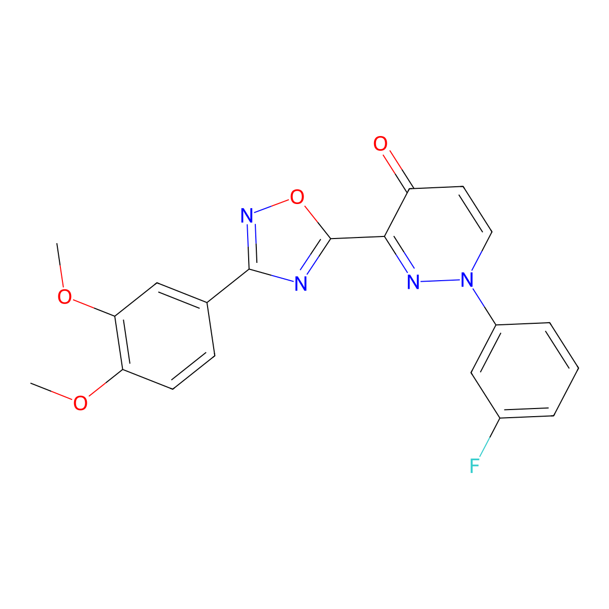 3-(3-(3,4-dimethoxyphenyl)-1,2,4-oxadiazol-5-yl)-1-(3-fluorophenyl)pyridazin-4(1H)-one molecular structure, CAS 1113123-00-4