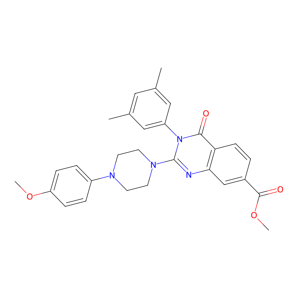 Methyl 3-(3,5-dimethylphenyl)-2-[4-(4-methoxyphenyl)piperazin-1-yl]-4-oxo-3,4-dihydroquinazoline-7-carboxylate molecular structure, CAS 1113124-26-7