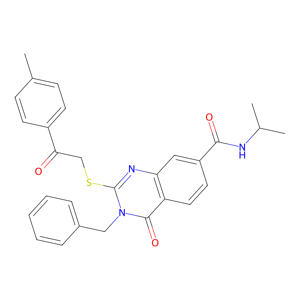 3-benzyl-2-{[2-(4-methylphenyl)-2-oxoethyl]sulfanyl}-4-oxo-N-(propan-2-yl)-3,4-dihydroquinazoline-7-carboxamide molecular structure, CAS 1113128-28-1