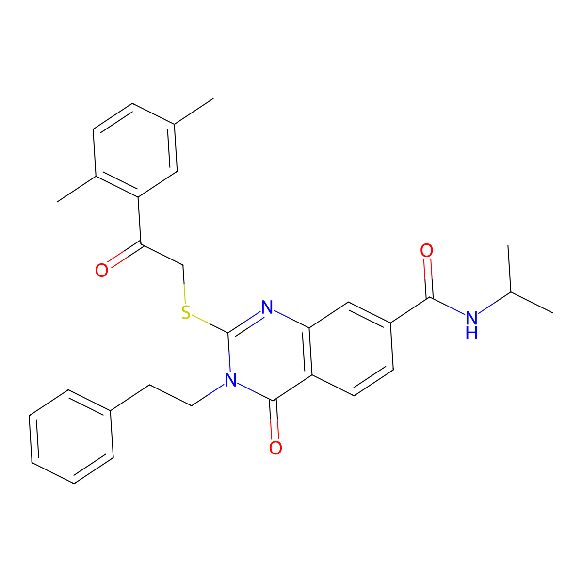 2-{[2-(2,5-dimethylphenyl)-2-oxoethyl]sulfanyl}-4-oxo-3-(2-phenylethyl)-N-(propan-2-yl)-3,4-dihydroquinazoline-7-carboxamide molecular structure, CAS 1113129-06-8