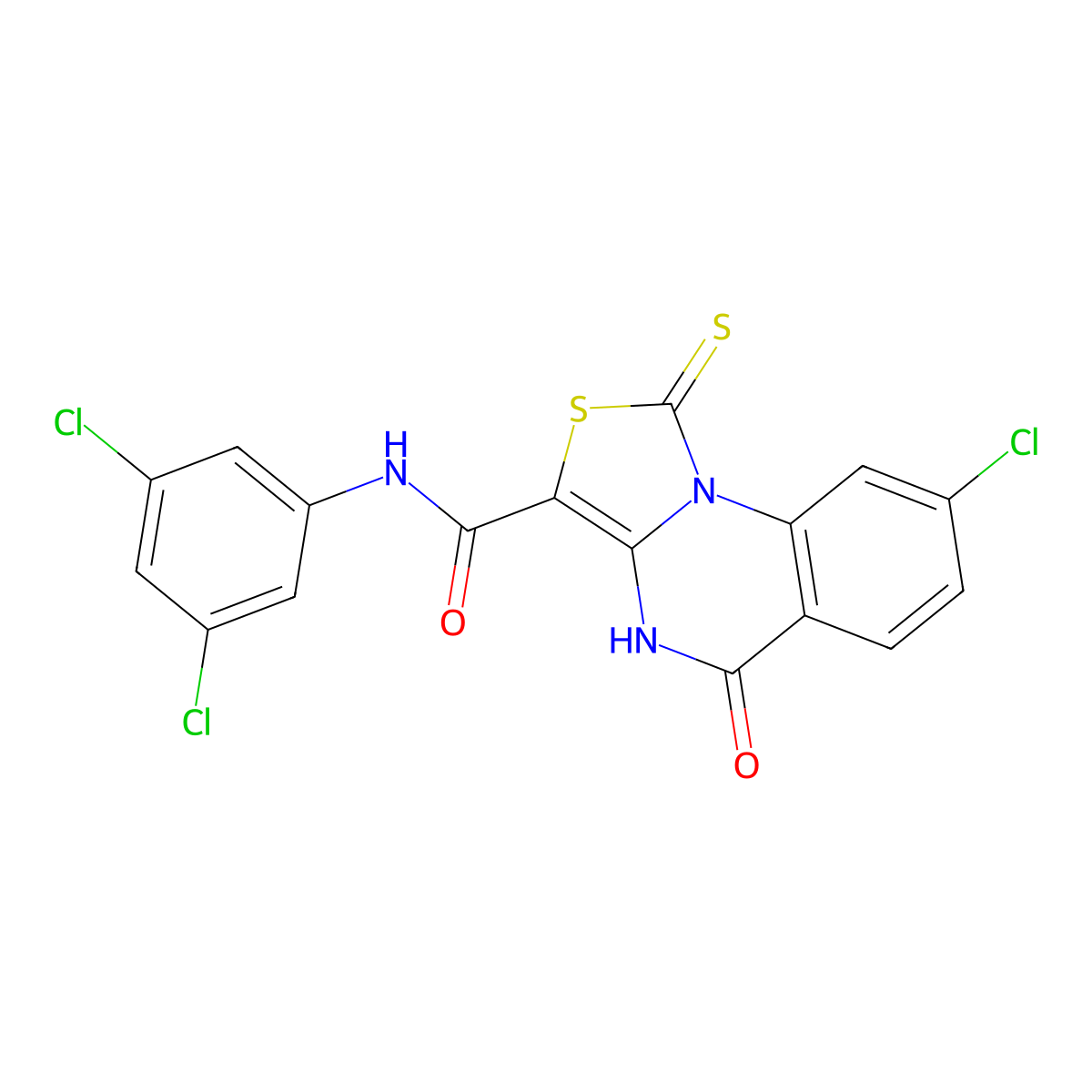 8-Chloro-N-(3,5-dichlorophenyl)-5-oxo-1-thioxo-4,5-dihydro-1H-thiazolo[3,4-a]quinazoline-3-carboxamide molecular structure, CAS 1113130-63-4
