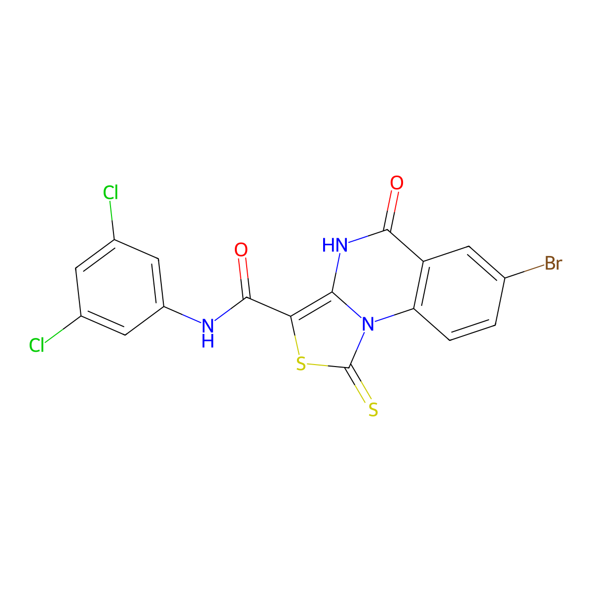 7-bromo-N-(3,5-dichlorophenyl)-5-oxo-1-thioxo-4,5-dihydro-1H-thiazolo[3,4-a]quinazoline-3-carboxamide molecular structure, CAS 1113130-72-5