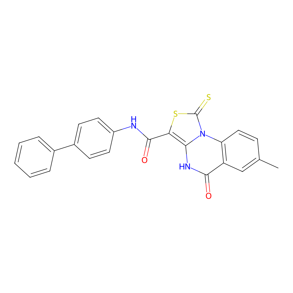 N-biphenyl-4-yl-7-methyl-5-oxo-1-thioxo-4,5-dihydro[1,3]thiazolo[3,4-a]quinazoline-3-carboxamide molecular structure, CAS 1113130-82-7