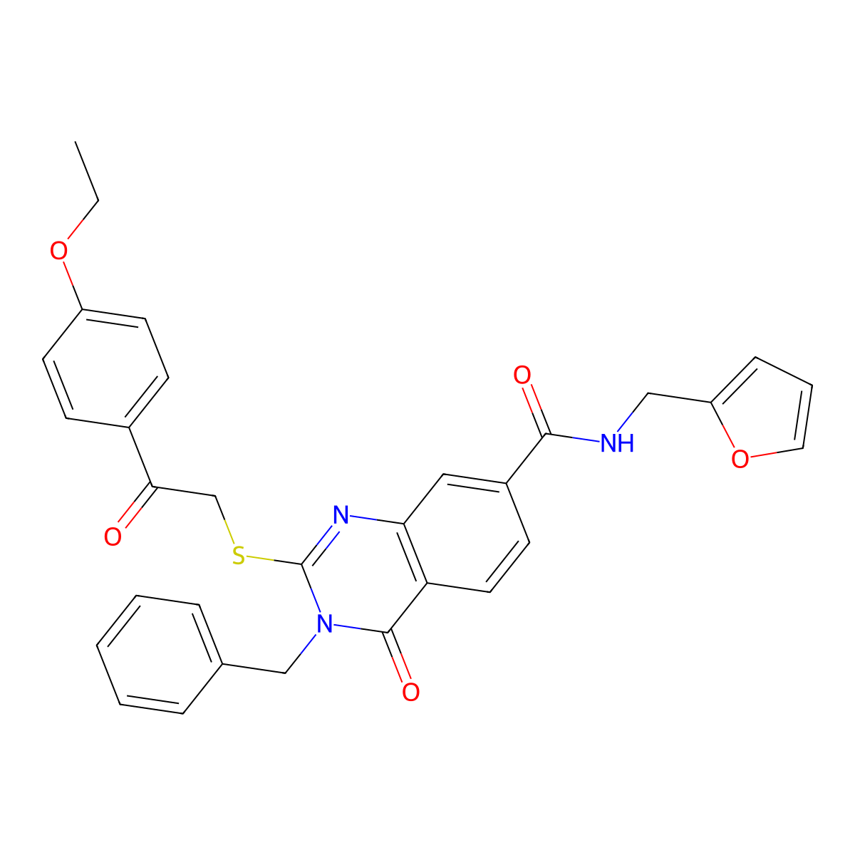 3-benzyl-2-{[2-(4-ethoxyphenyl)-2-oxoethyl]sulfanyl}-N-[(furan-2-yl)methyl]-4-oxo-3,4-dihydroquinazoline-7-carboxamide molecular structure, CAS 1113132-97-0