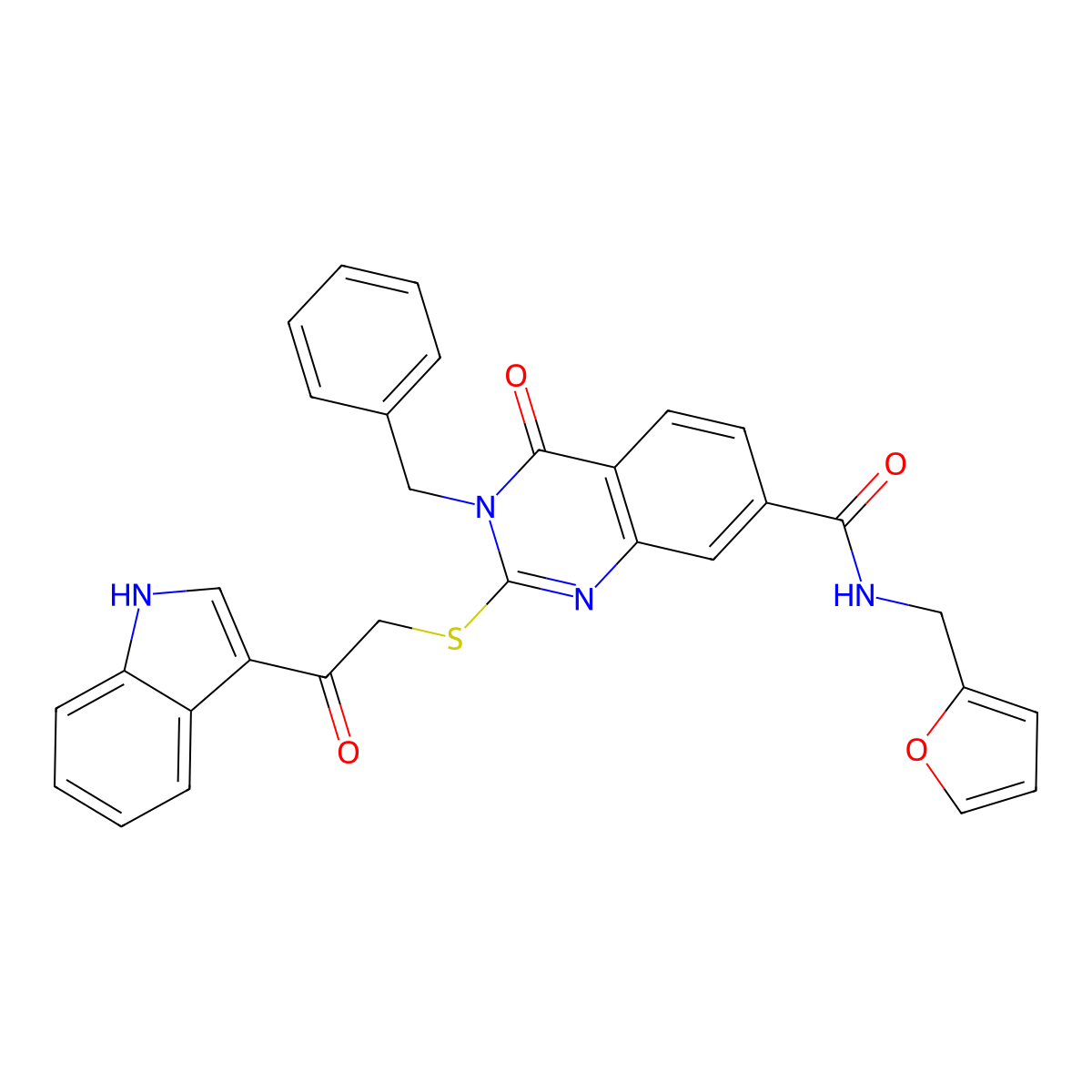 3-benzyl-N-[(furan-2-yl)methyl]-2-{[2-(1H-indol-3-yl)-2-oxoethyl]sulfanyl}-4-oxo-3,4-dihydroquinazoline-7-carboxamide molecular structure, CAS 1113133-01-9