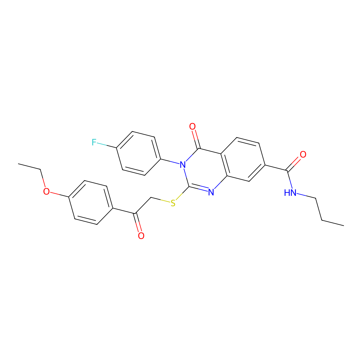 2-((2-(4-ethoxyphenyl)-2-oxoethyl)thio)-3-(4-fluorophenyl)-4-oxo-N-propyl-3,4-dihydroquinazoline-7-carboxamide molecular structure, CAS 1113134-64-7