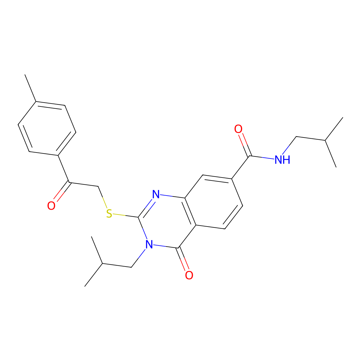 2-{[2-(4-methylphenyl)-2-oxoethyl]sulfanyl}-N,3-bis(2-methylpropyl)-4-oxo-3,4-dihydroquinazoline-7-carboxamide molecular structure, CAS 1113135-18-4