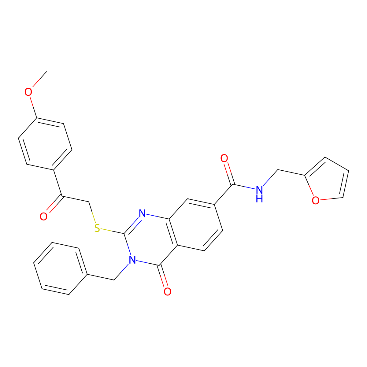 3-benzyl-N-[(furan-2-yl)methyl]-2-{[2-(4-methoxyphenyl)-2-oxoethyl]sulfanyl}-4-oxo-3,4-dihydroquinazoline-7-carboxamide molecular structure, CAS 1113135-44-6