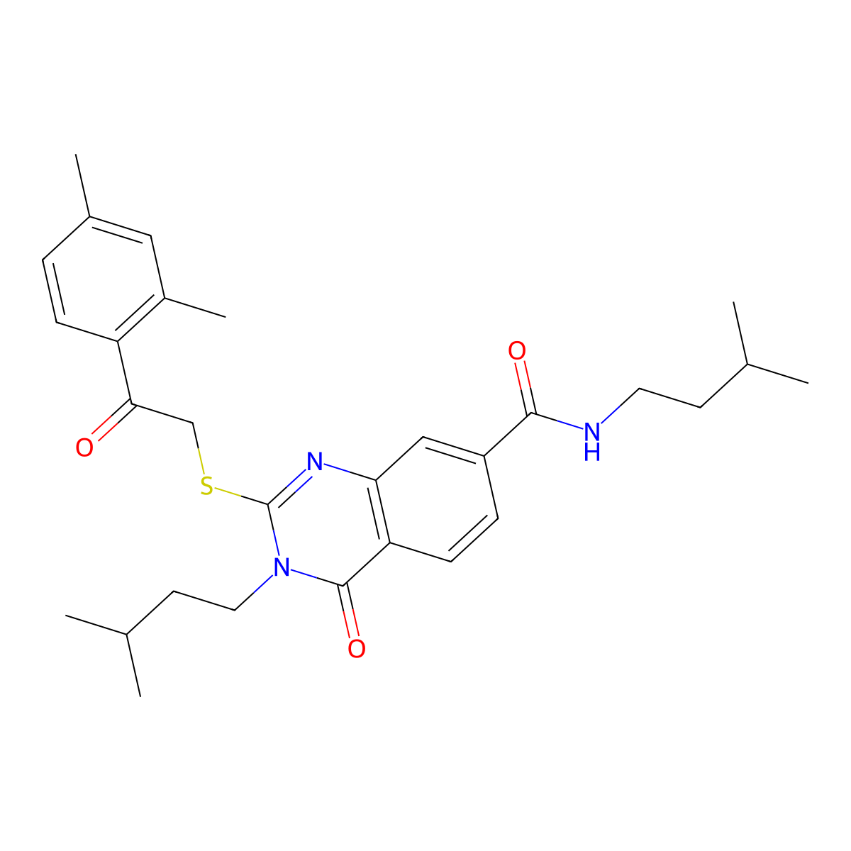 2-((2-(2,4-dimethylphenyl)-2-oxoethyl)thio)-N,3-diisopentyl-4-oxo-3,4-dihydroquinazoline-7-carboxamide molecular structure, CAS 1113136-43-8