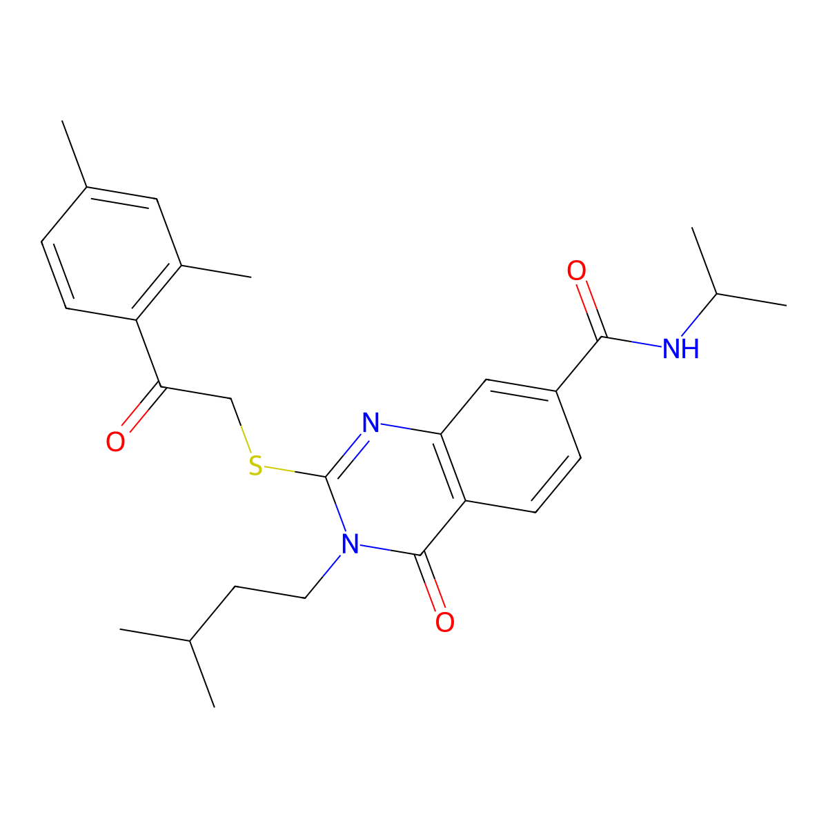 2-((2-(2,4-dimethylphenyl)-2-oxoethyl)thio)-3-isopentyl-N-isopropyl-4-oxo-3,4-dihydroquinazoline-7-carboxamide molecular structure, CAS 1113136-62-1