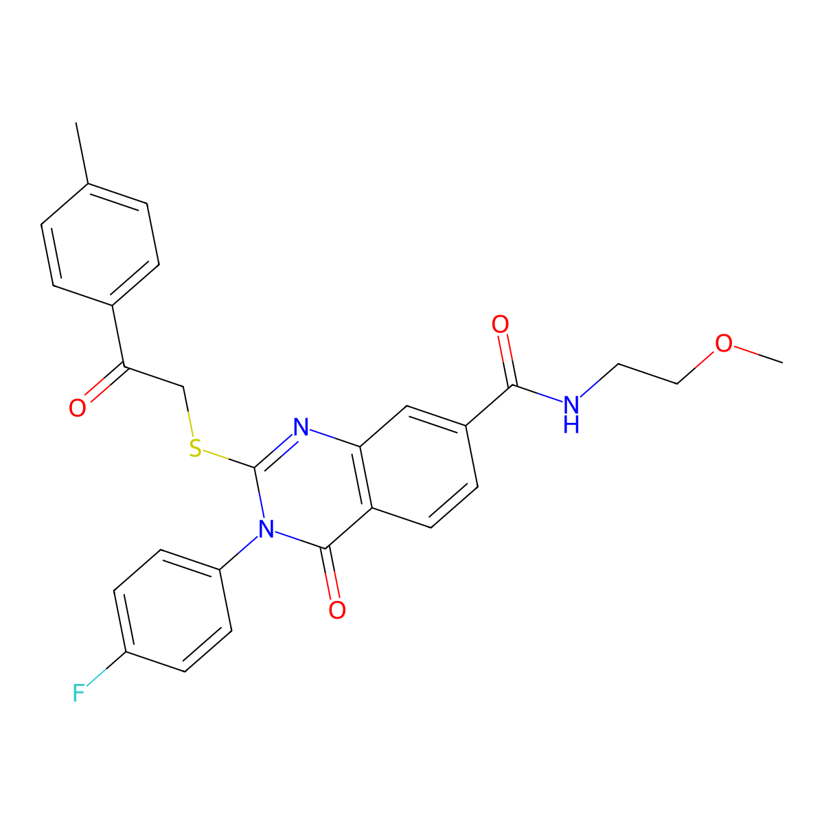 3-(4-fluorophenyl)-N-(2-methoxyethyl)-2-{[2-(4-methylphenyl)-2-oxoethyl]sulfanyl}-4-oxo-3,4-dihydroquinazoline-7-carboxamide molecular structure, CAS 1113137-33-9