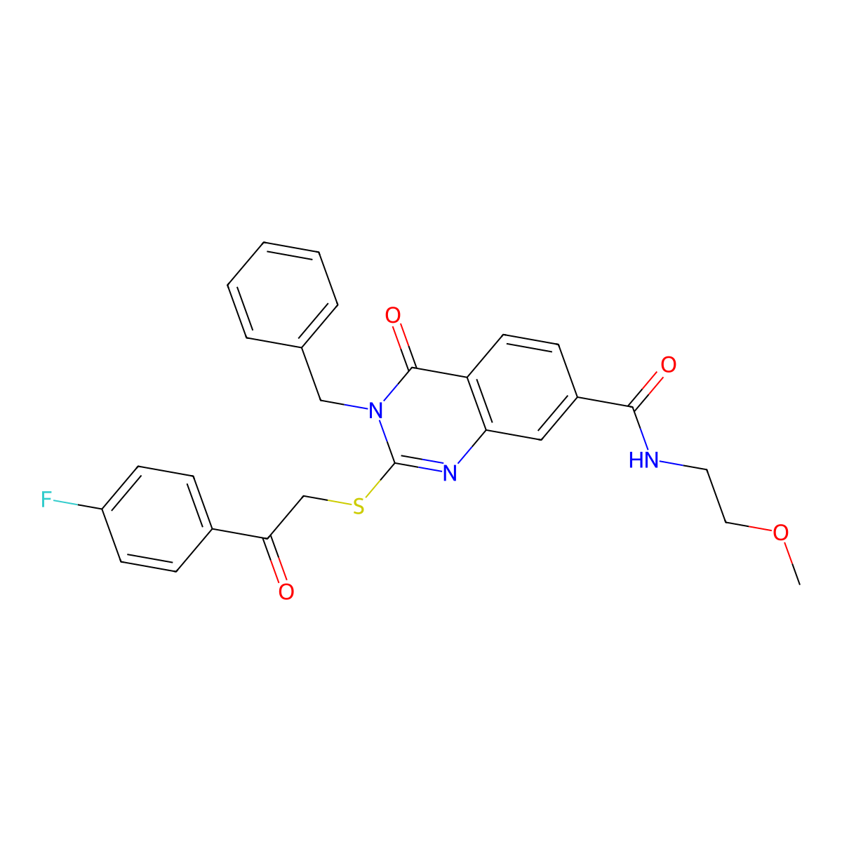 3-benzyl-2-{[2-(4-fluorophenyl)-2-oxoethyl]sulfanyl}-N-(2-methoxyethyl)-4-oxo-3,4-dihydroquinazoline-7-carboxamide molecular structure, CAS 1113137-93-1