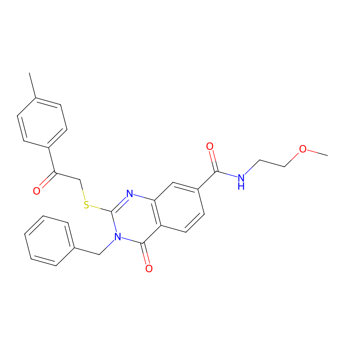 3-benzyl-N-(2-methoxyethyl)-2-{[2-(4-methylphenyl)-2-oxoethyl]sulfanyl}-4-oxo-3,4-dihydroquinazoline-7-carboxamide molecular structure, CAS 1113138-00-3
