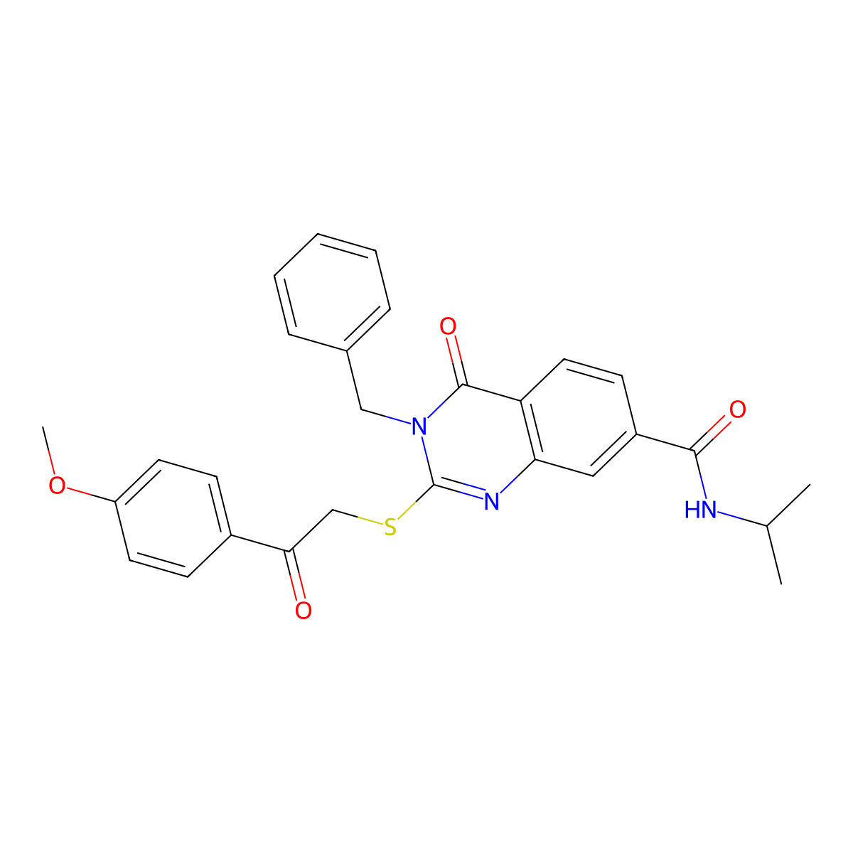 3-benzyl-2-{[2-(4-methoxyphenyl)-2-oxoethyl]sulfanyl}-4-oxo-N-(propan-2-yl)-3,4-dihydroquinazoline-7-carboxamide molecular structure, CAS 1113138-24-1