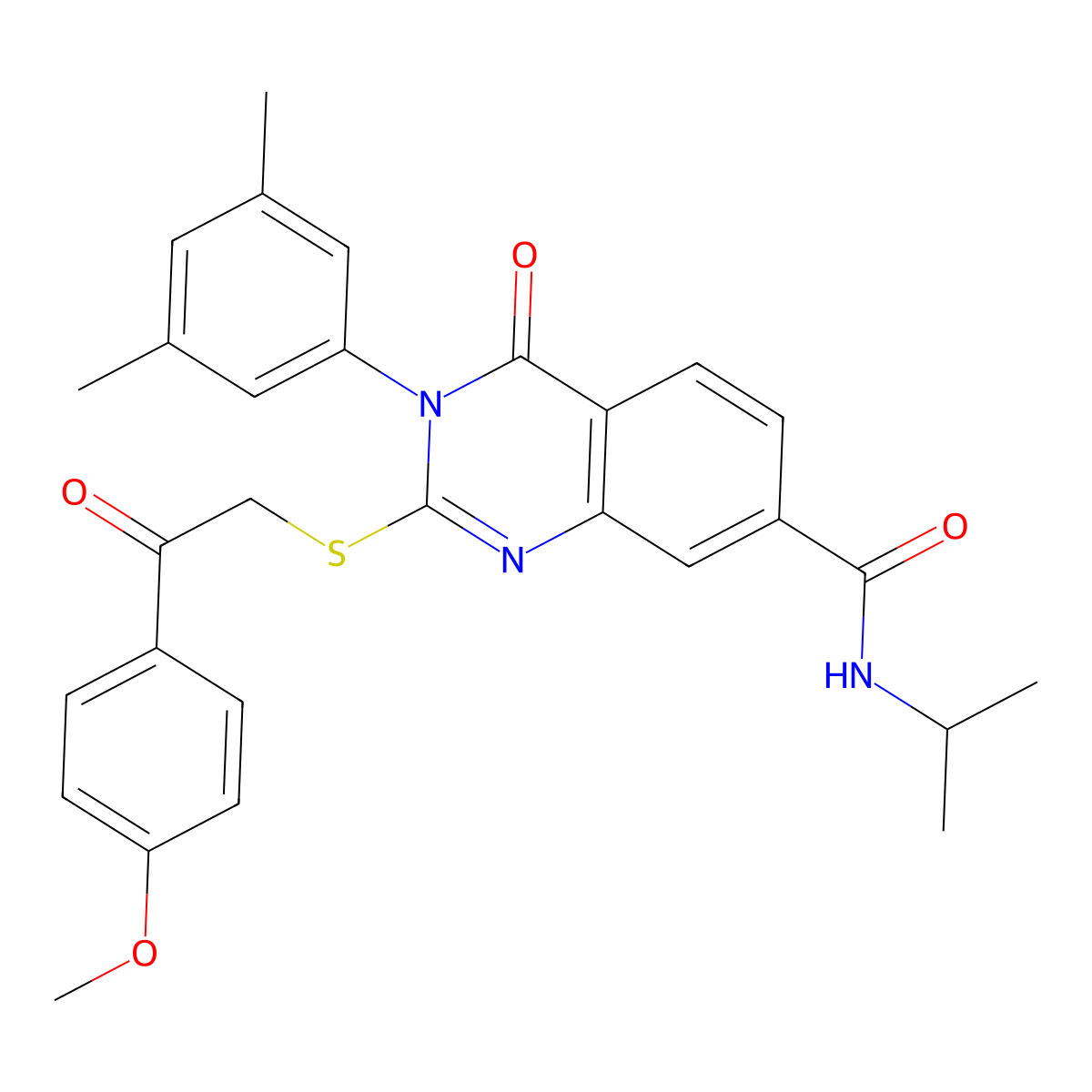 3-(3,5-dimethylphenyl)-N-isopropyl-2-((2-(4-methoxyphenyl)-2-oxoethyl)thio)-4-oxo-3,4-dihydroquinazoline-7-carboxamide molecular structure, CAS 1113140-53-6