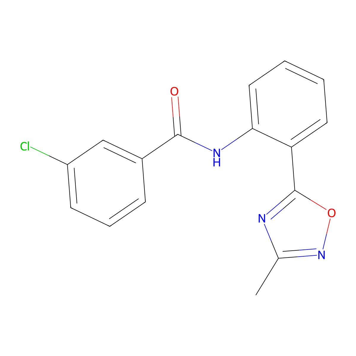 3-chloro-N-[2-(3-methyl-1,2,4-oxadiazol-5-yl)phenyl]benzamide molecular structure, CAS 1113142-54-3