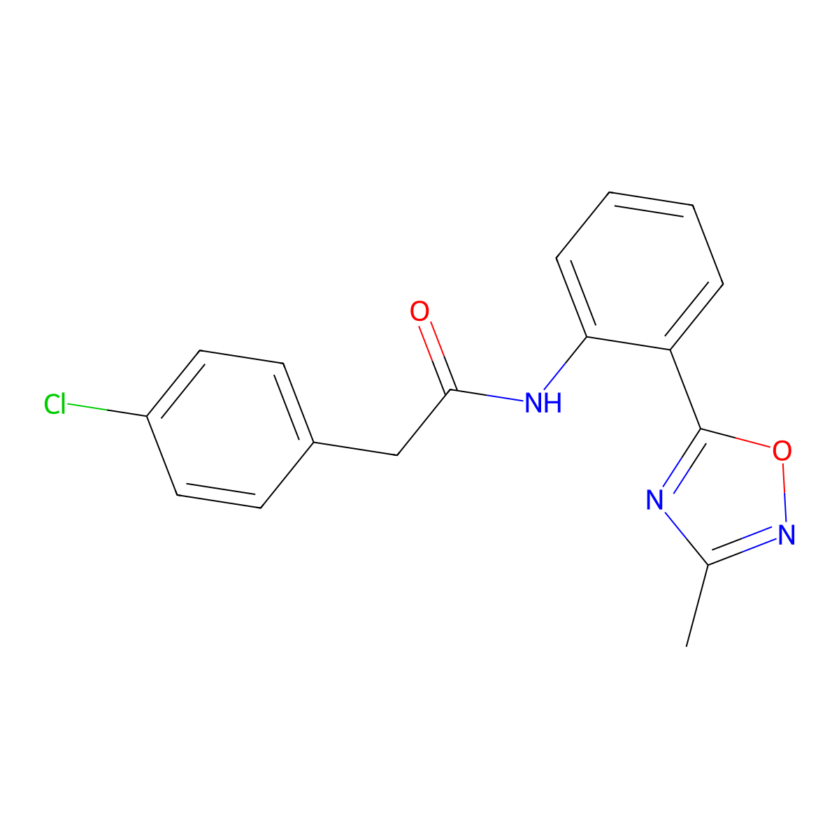 2-(4-chlorophenyl)-N-[2-(3-methyl-1,2,4-oxadiazol-5-yl)phenyl]acetamide molecular structure, CAS 1113142-56-5