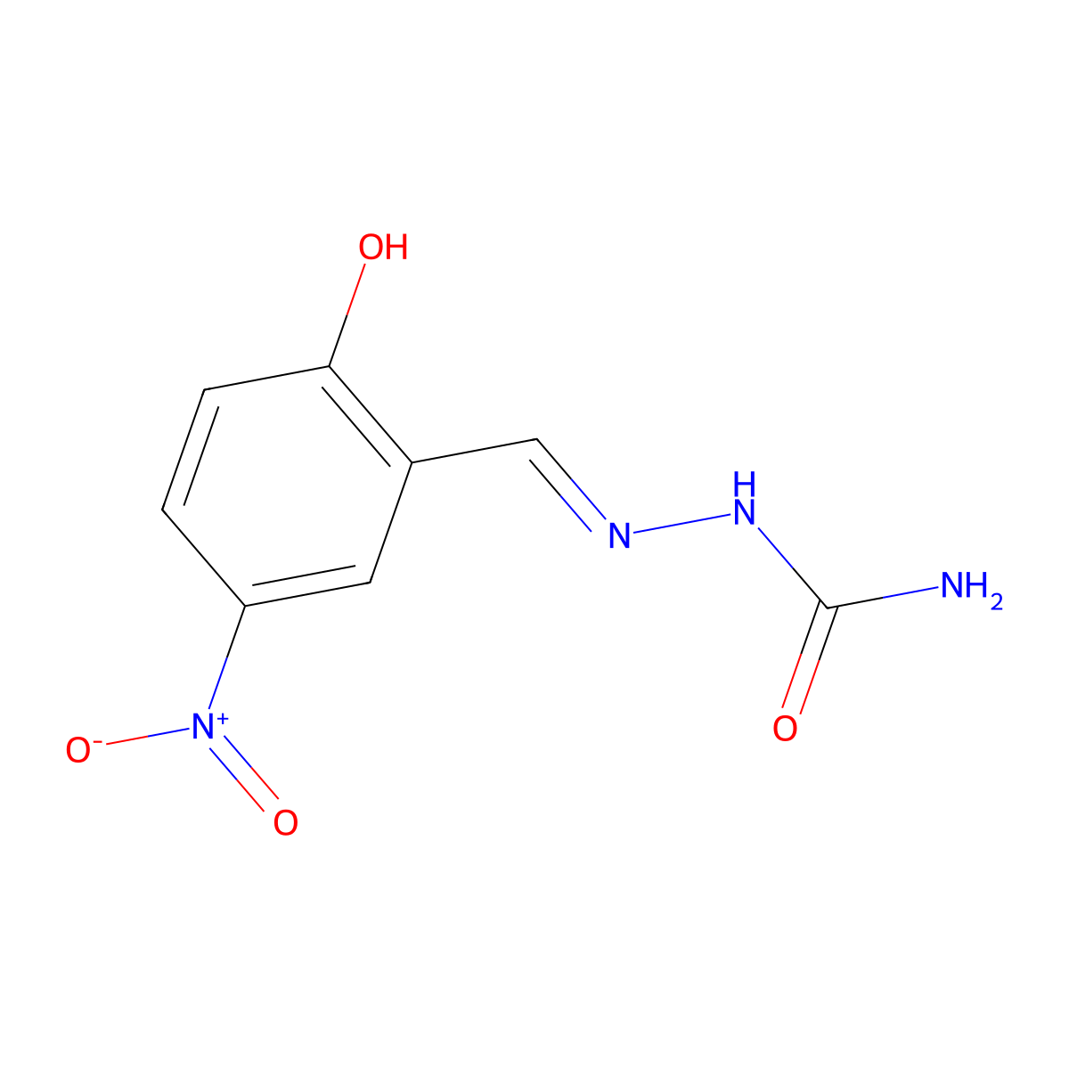 2-[(2-Hydroxy-5-nitrophenyl)methylene]hydrazinecarboxamide molecular structure, CAS 111317-16-9