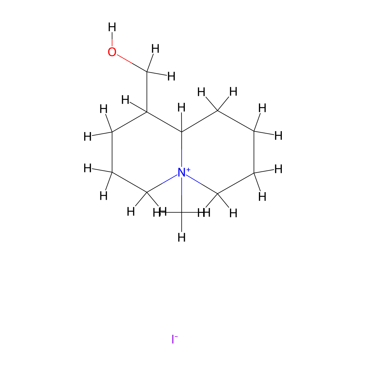 1-(Hydroxymethyl)-5-methyloctahydro-2H-quinolizin-5-ium iodide molecular structure, CAS 111317-76-1