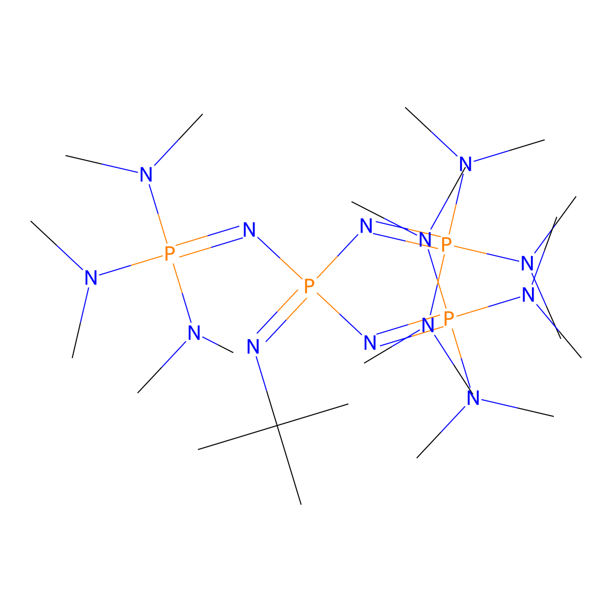 N'''-(1,1-Dimethylethyl)-N,N',N''-tris(tris(dimethylamino)phosphoranylidene)phosphorimidic triamide molecular structure, CAS 111324-04-0