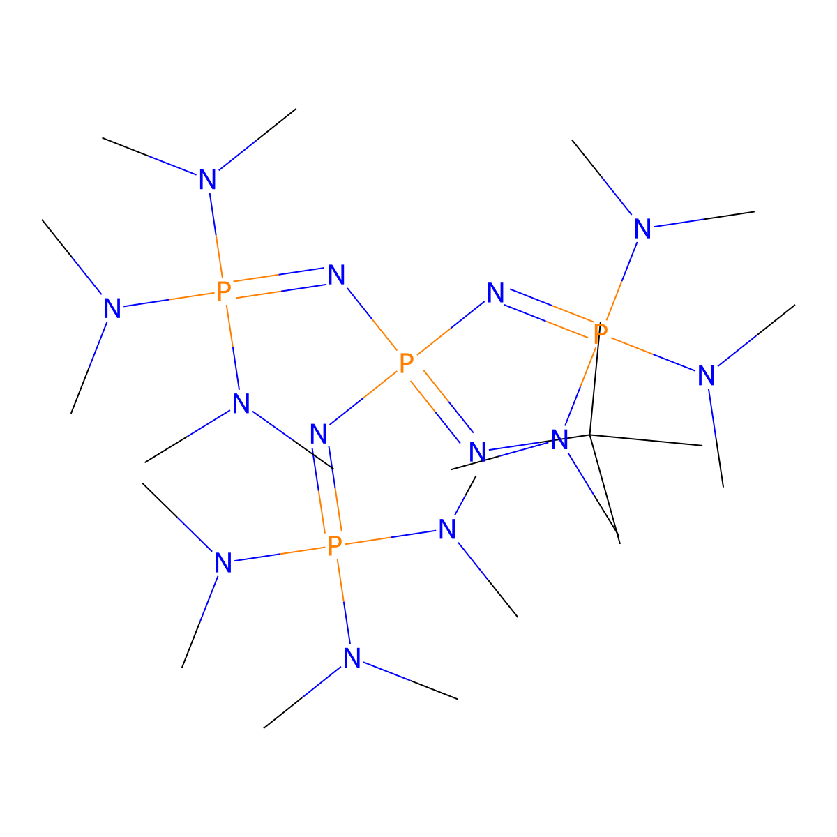 N'''-(1,1-Dimethylethyl)-N,N',N''-tris(tris(dimethylamino)phosphoranylidene)phosphorimidic triamide molecular structure, CAS 111324-04-0