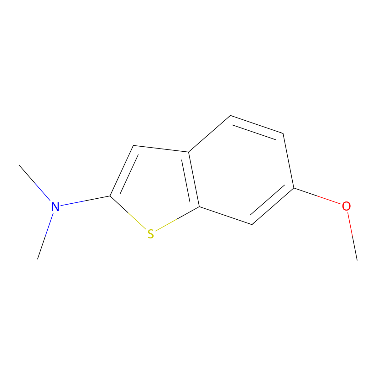 Benzo[b]thiophen-2-amine, 6-methoxy-N,N-dimethyl- molecular structure, CAS 111359-29-6