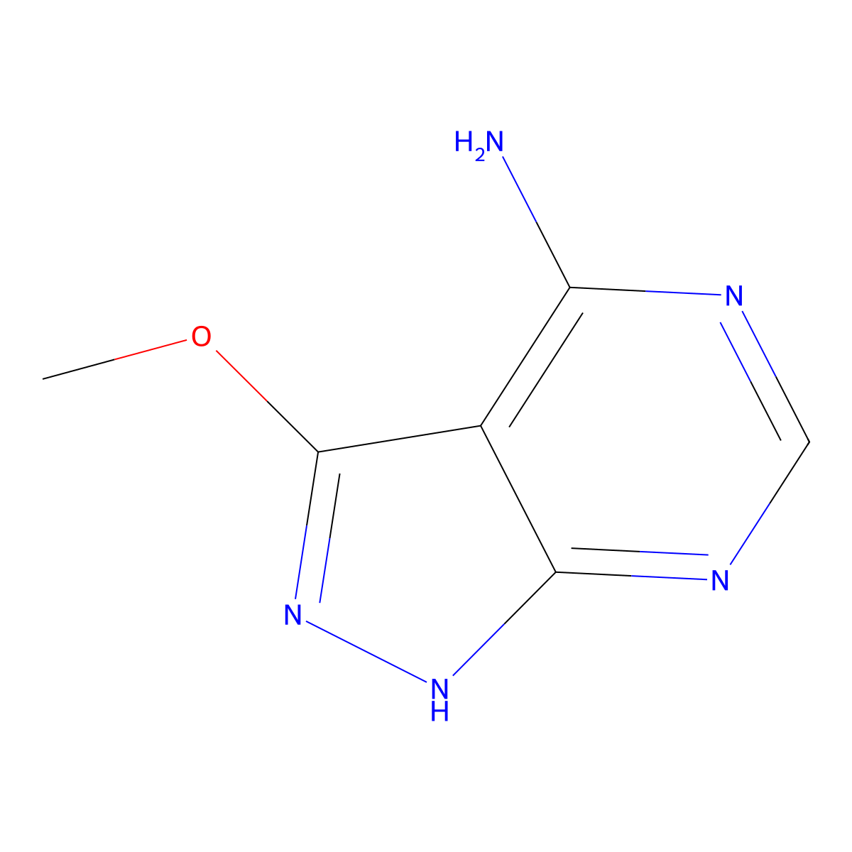 3-methoxy-1H-pyrazolo(3,4-d)pyrimidin-4-amine molecular structure, CAS 111375-22-5