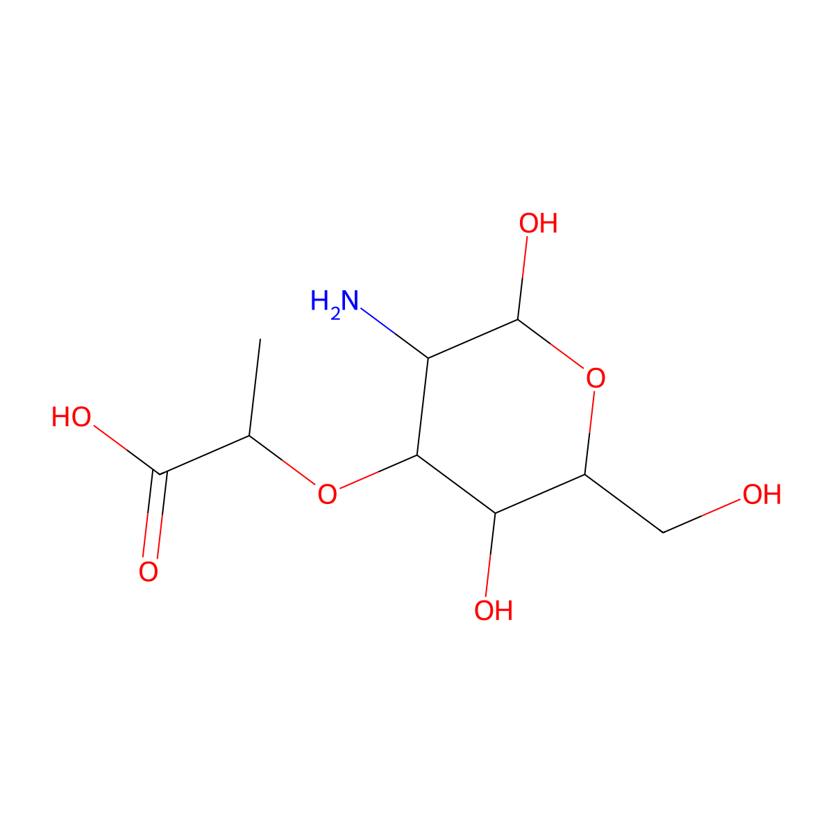 Muramic acid molecular structure, CAS 1114-41-6